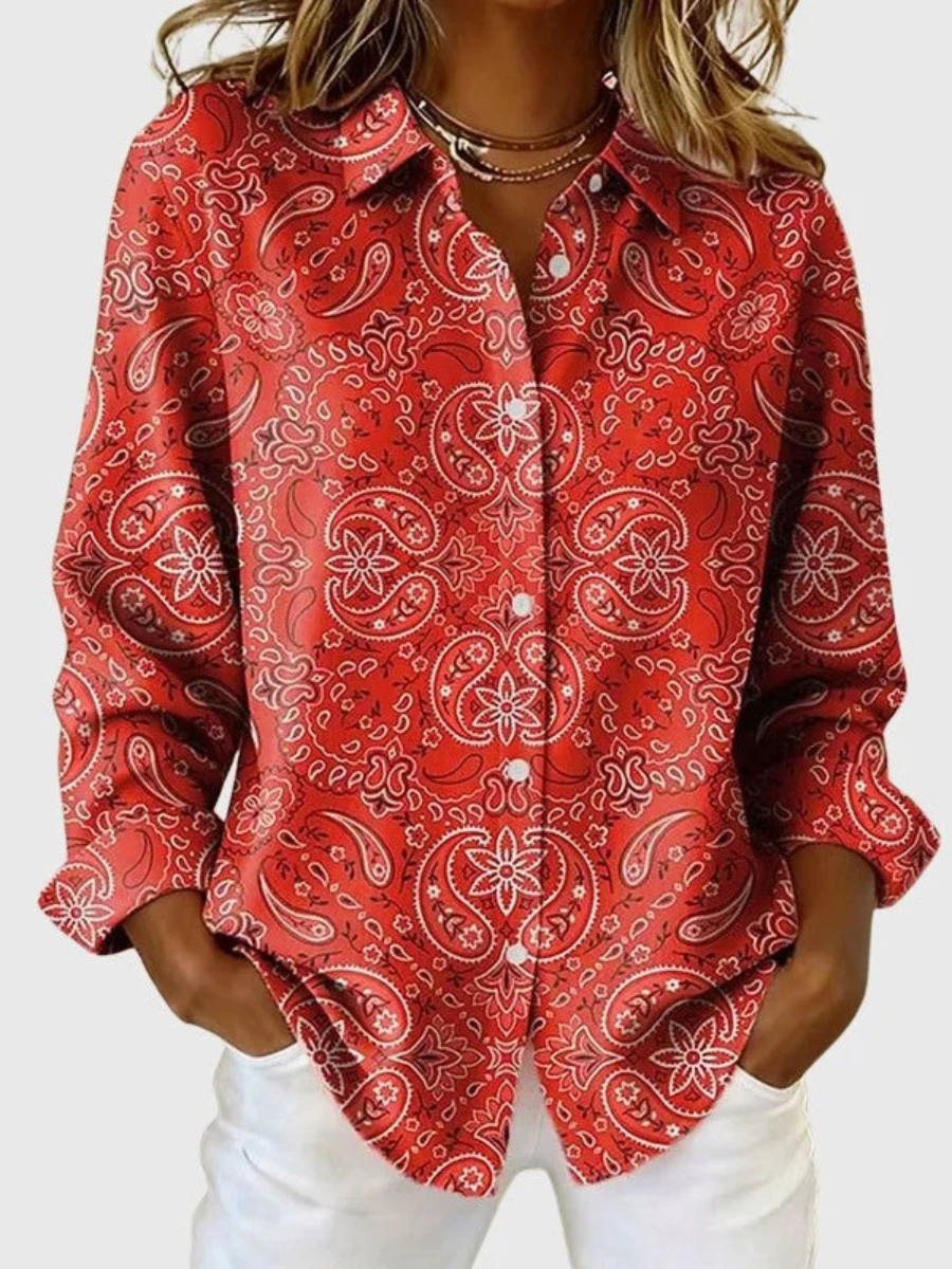 Katarina™ | Blusa Button-Up con Stampa Paisley