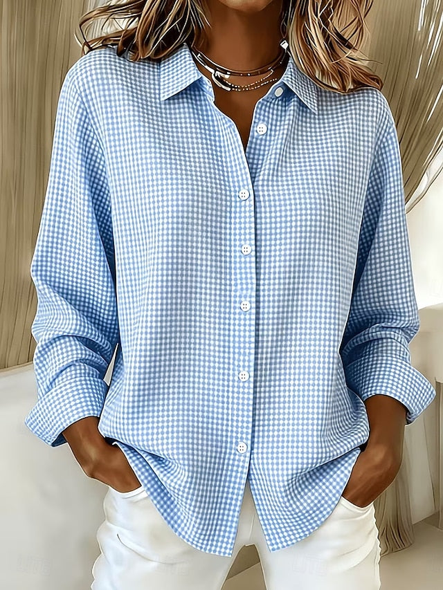 Hillrose™ | Blusa Button-Front in Gingham Relaxata