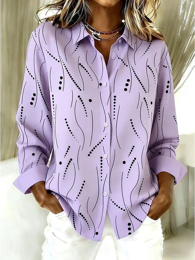 Dawnsley™ | Blusa con Bottoni e Stampa Astratta Casual