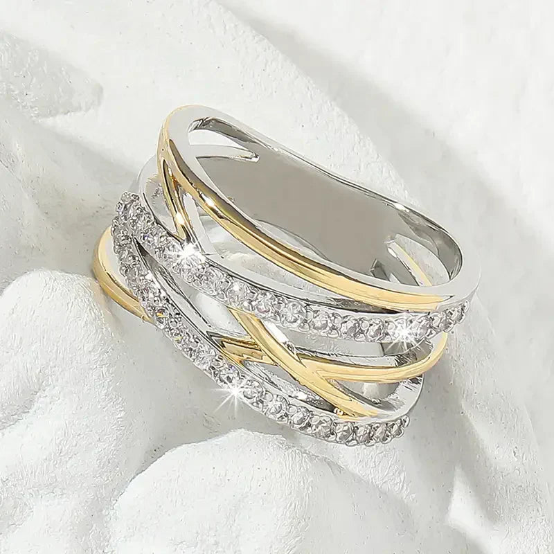 Anello Zirconia SilverGold Radiance | Oro Misto