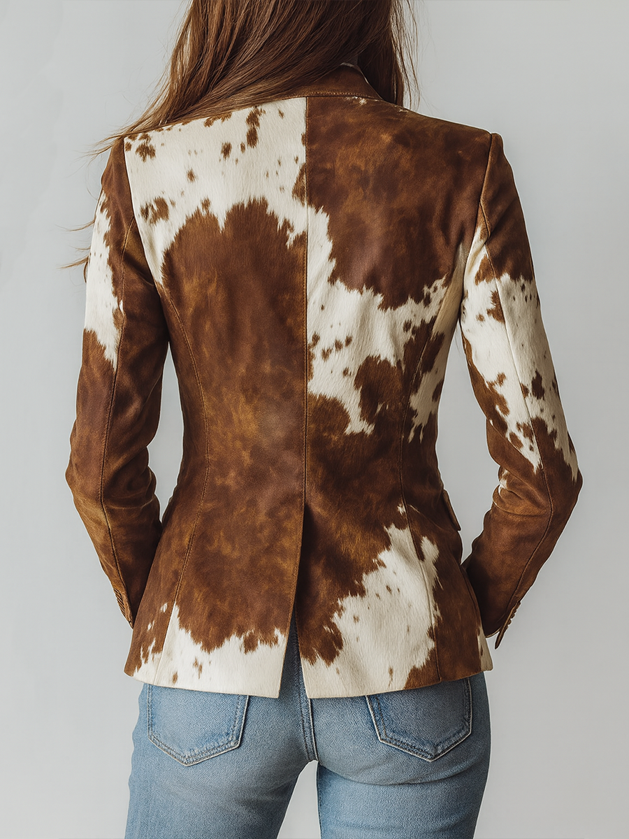 Agathe | Blazer Vintage Stampato Mucca Eco-Responsabile