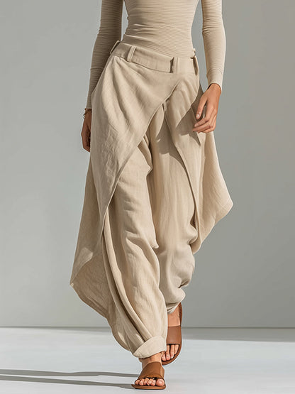 Orsola | Completo Top a Barca e Pantalone a Strati, Beige