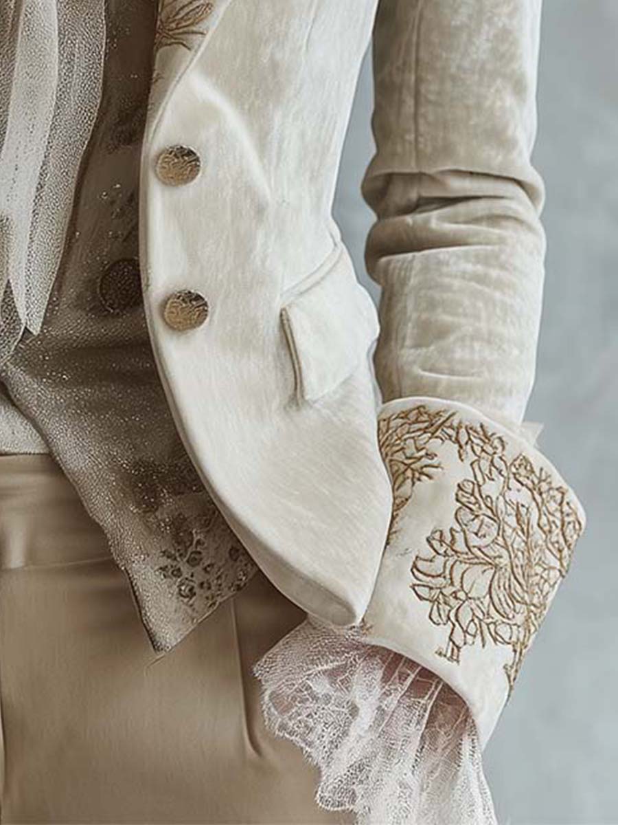 Constance | Blazer Ivoire Ricamato Tailleur