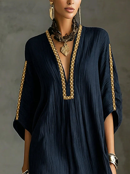 Melysa | Vestito corto blu con scollatura profonda a V