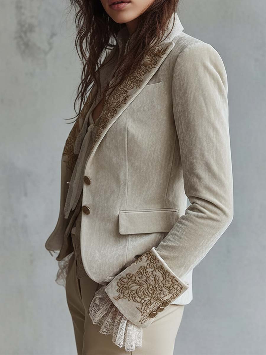 Constance | Blazer Ivoire Ricamato Tailleur