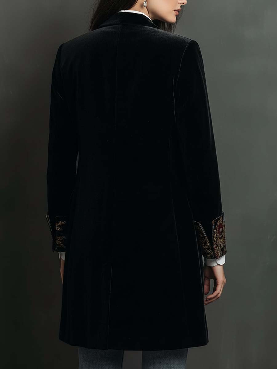 Léontine | Blazer Sottile Stampato Barocco Nero