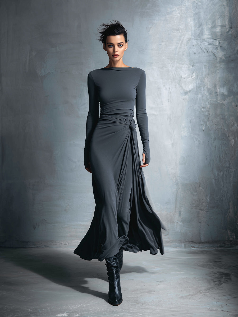Naomie | Abito Maxi con Nodo Laterale