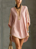 Michaela | Vestito corto rosa con scollatura a V profonda