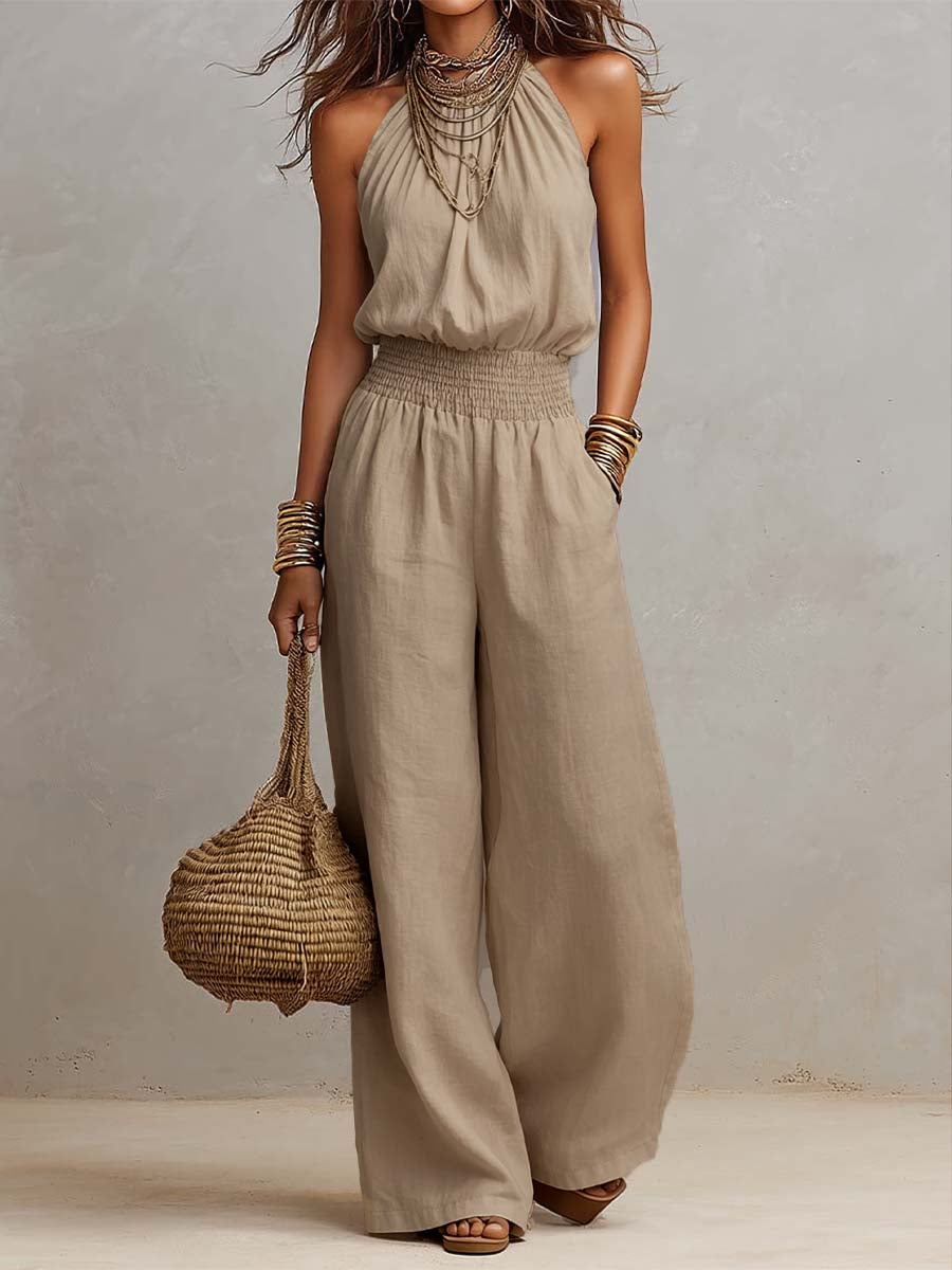 VALERIA | Tuta con Scollatura Halter e Gamba Lunga
