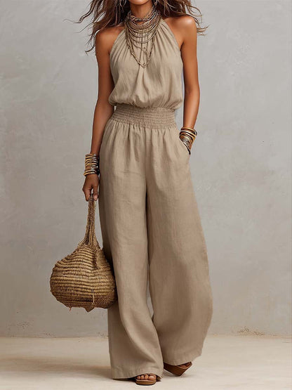 VALERIA | Tuta con scollo all'americana e gamba lunga