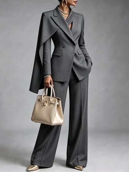 Nicol | Completo Blazer con Mantella Asimmetrica e Pantaloni