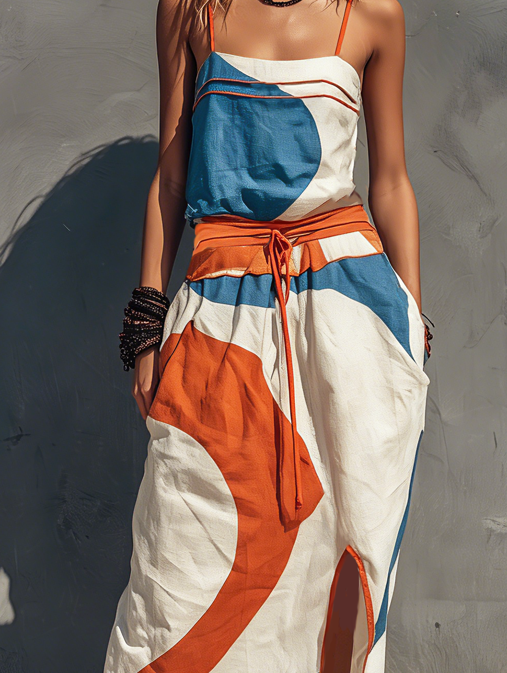 Abito Maxi Senza Maniche in Lino Minimalista per Donna -