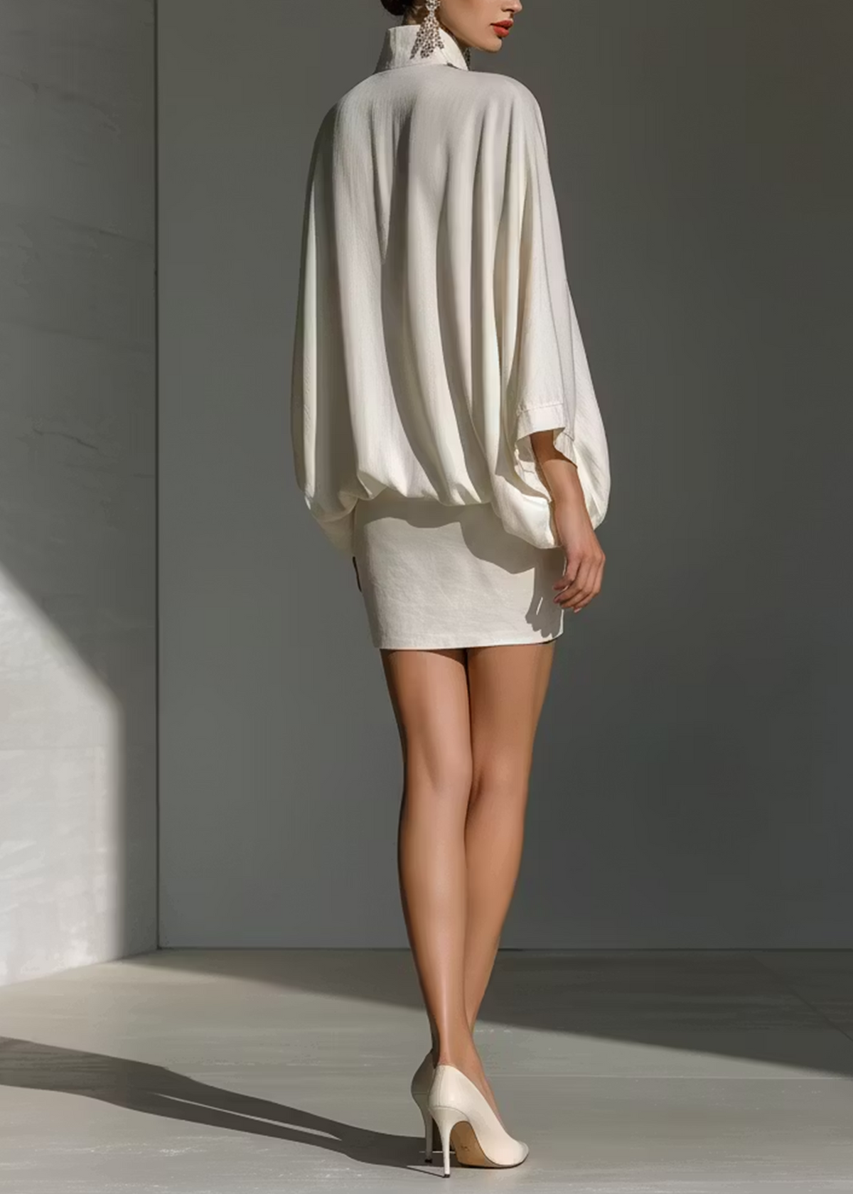 Set di Mini Gonna Elegante Bianco con Scollatura a V