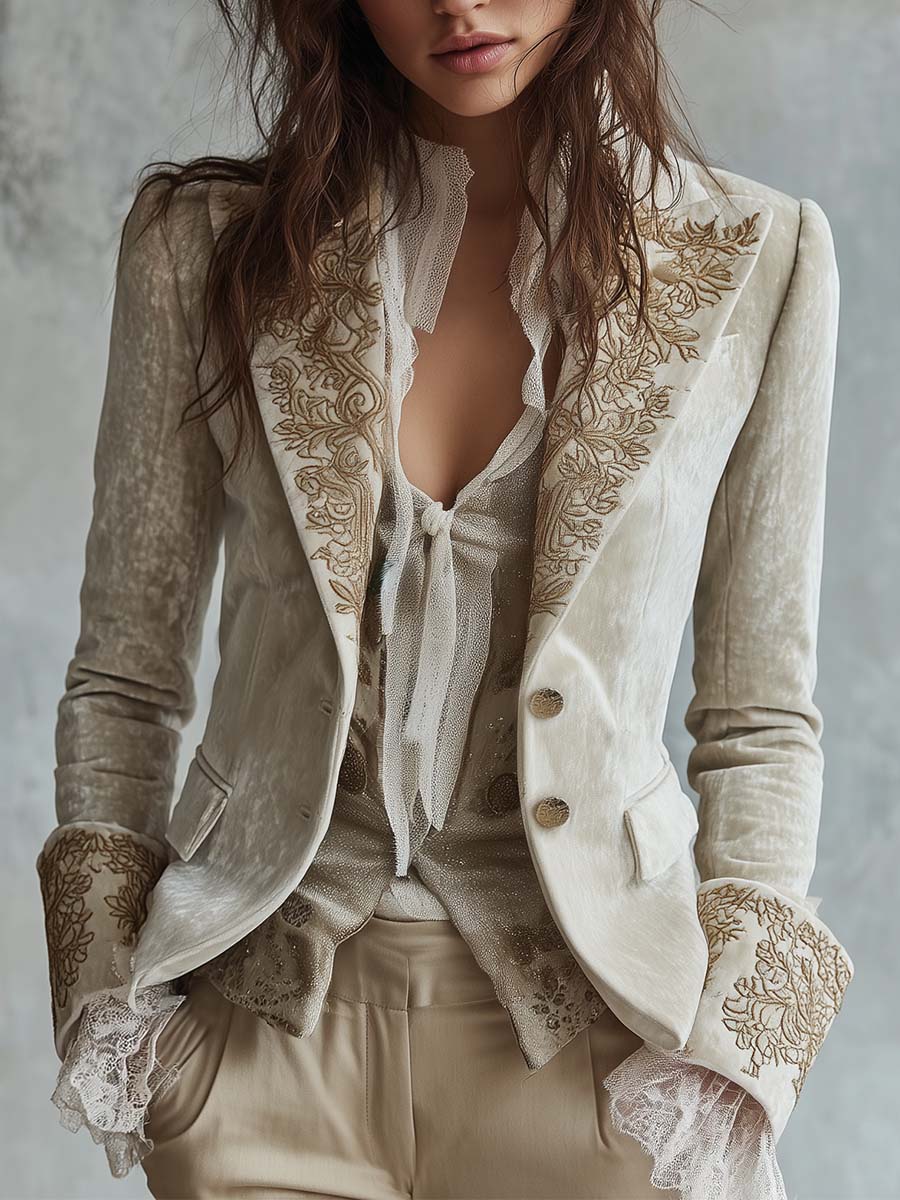 Constance | Blazer Ivoire Ricamato Tailleur