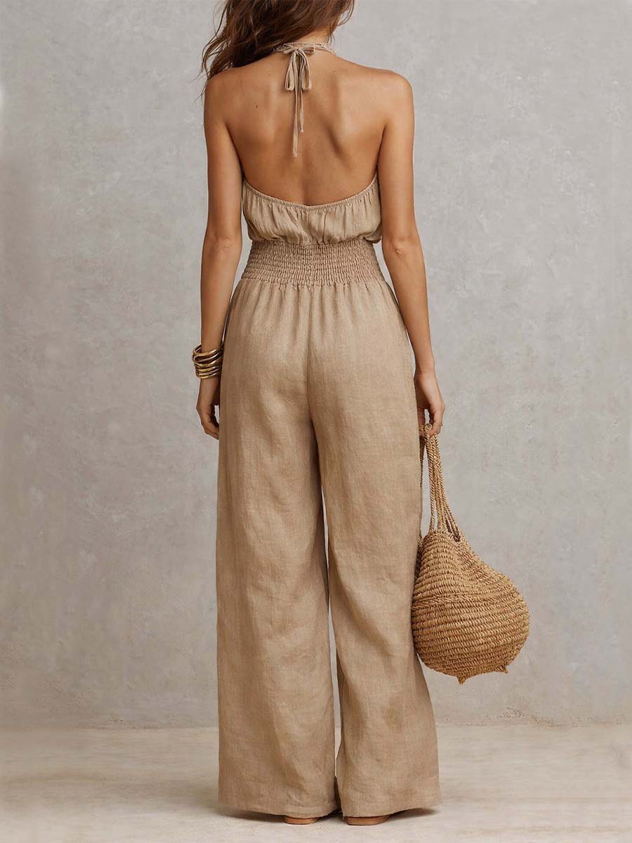 VALERIA | Tuta con Scollatura Halter e Gamba Lunga