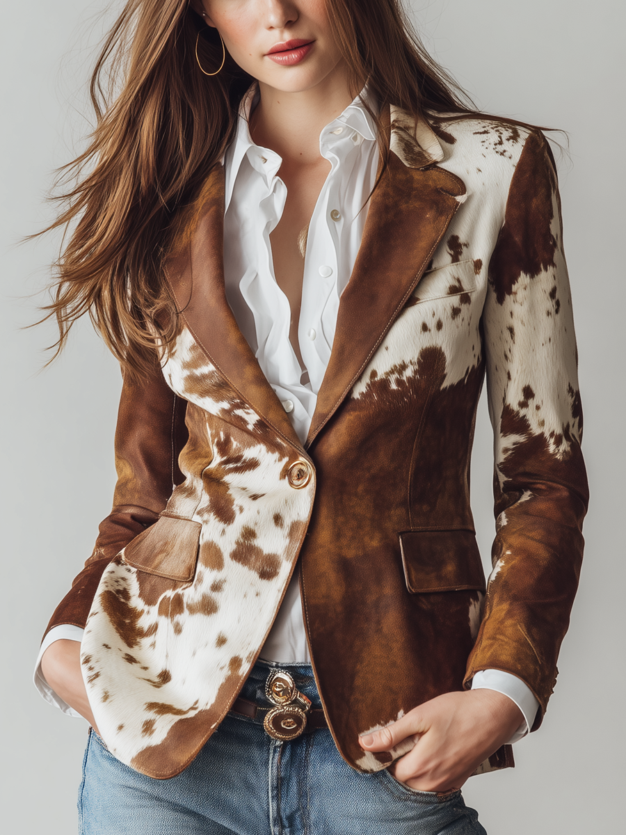Agathe | Blazer Vintage Stampato Mucca Eco-Responsabile