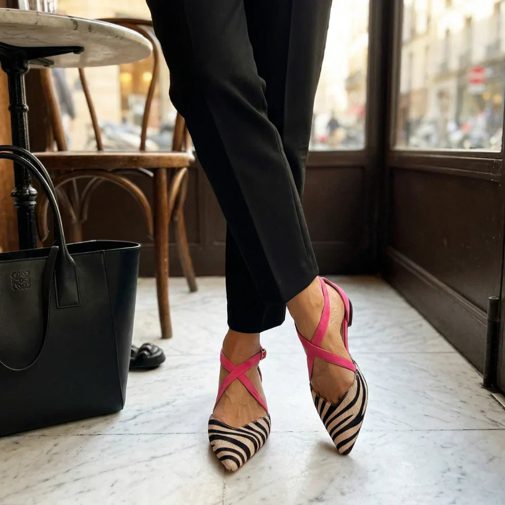 Vanessa – Ballerine con Cinghie Incrociate Bicolori