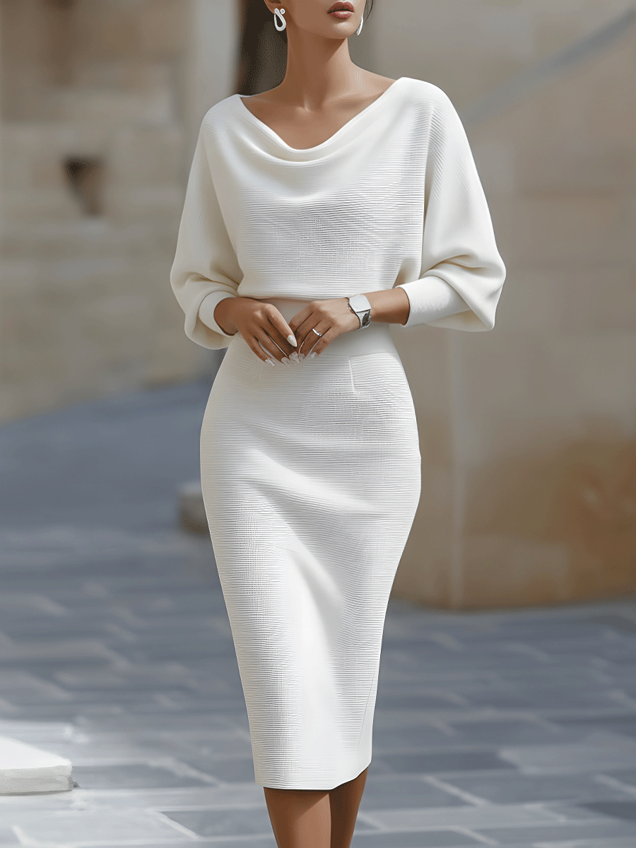 Alice | Vestito midi drappeggiato bianco