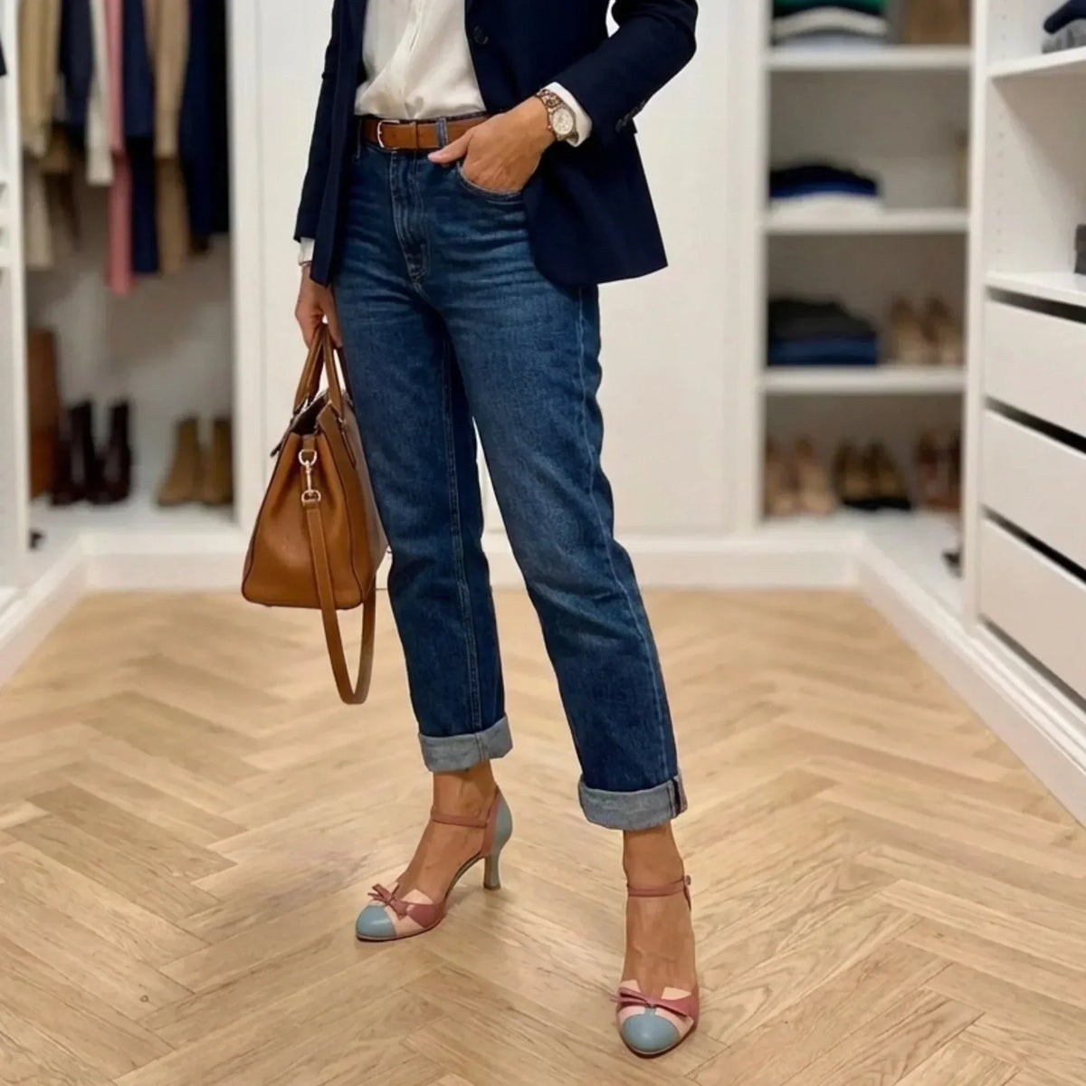 Ariane – Décolleté Vintage Bicolore con Fiocco