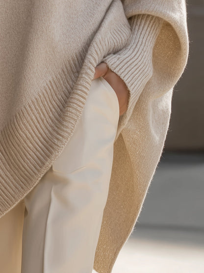 Jennifer | Maglione Oversize Drappeggiato con Collo Largo