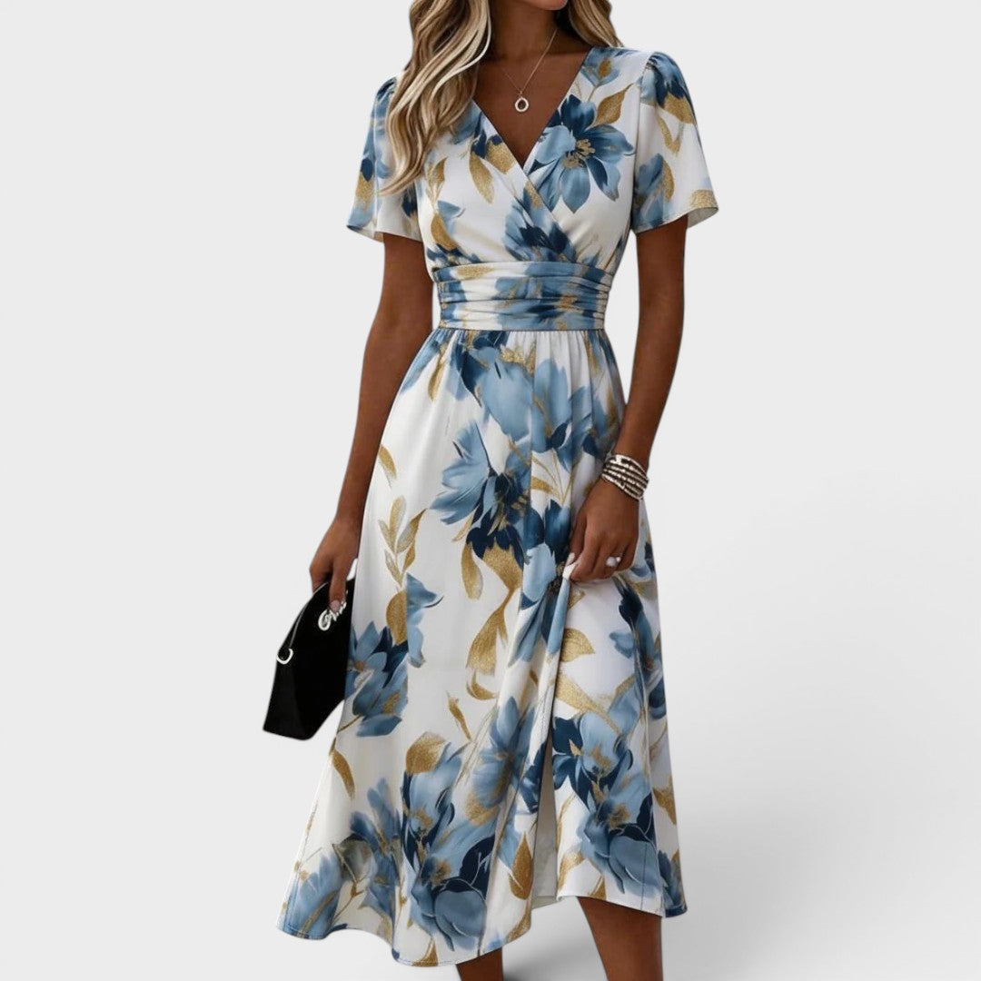 Elara | Vestito Midi con Maniche a Fiori