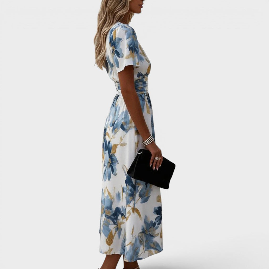 Elara | Vestito Midi con Maniche a Fiori