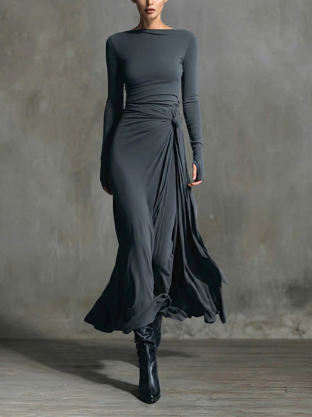 Naomie | Abito Maxi con Nodo Laterale