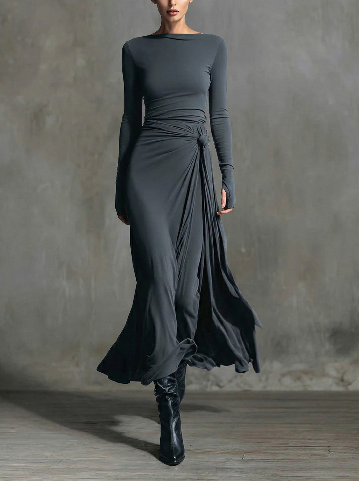 Naomie | Abito Maxi con Nodo Laterale