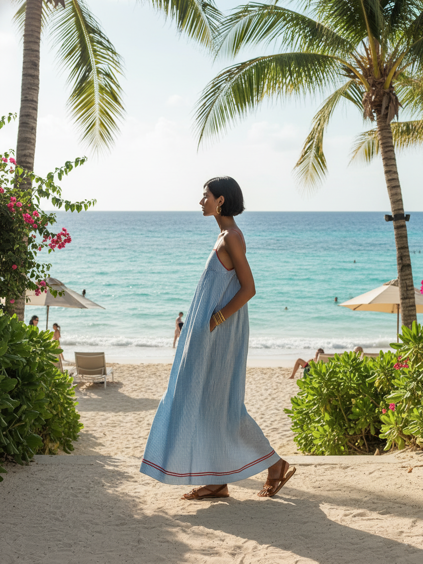 Alma · Vestito Blu con Spalline Sottile e Tasche
