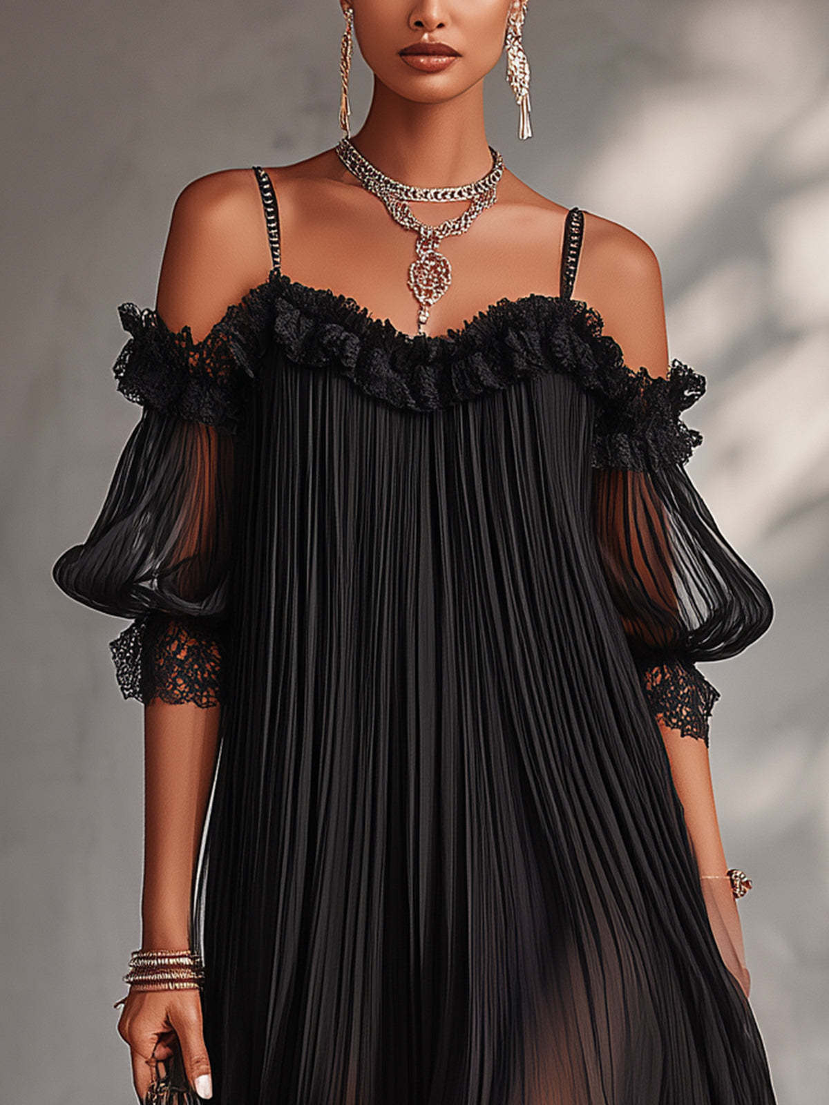 Aurore | Abito Lungo in Mousseline Collo a V
