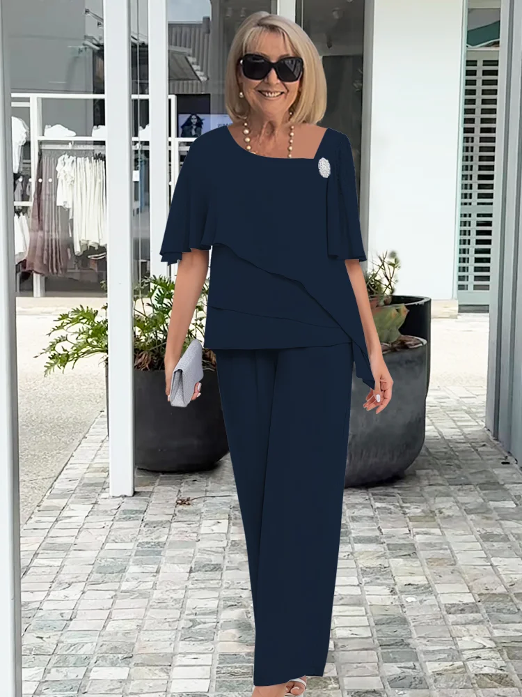Ninon | Completo Camicetta Asimmetrica Sovrapposta e Pantaloni Larghi