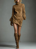 Bibiane | Mini Abito Oversize in Suedine con Collo Alto