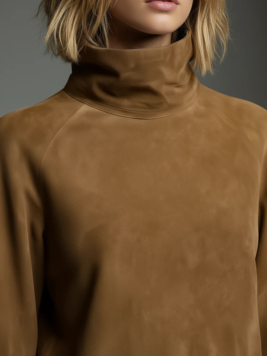 Bibiane | Mini Abito Oversize in Suedine con Collo Alto