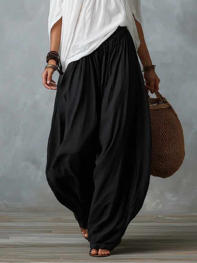 Marta | Completo Top Bianco Off-the-shoulder e Pantaloni Lantern Larghi