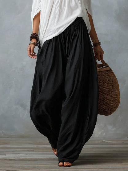 Marta | Completo Top Bianco Off-the-shoulder e Pantaloni Lantern Larghi