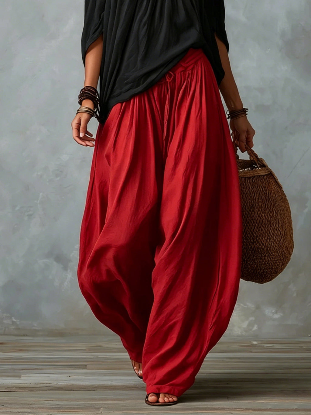 Marta | Completo Top Bianco Off-the-shoulder e Pantaloni Lantern Larghi