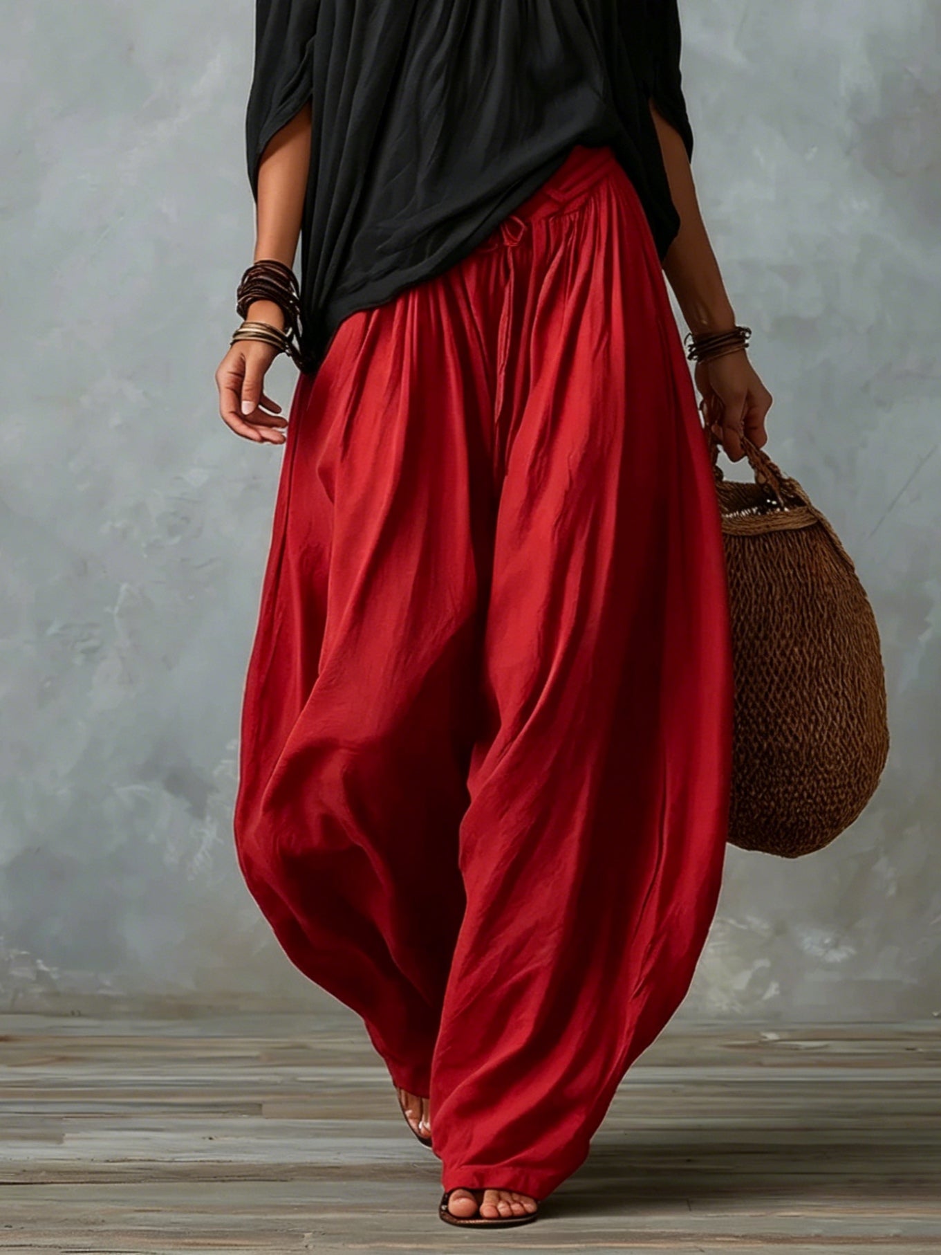 Marta | Completo Top Bianco Off-the-shoulder e Pantaloni Lantern Larghi