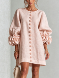Elena | Vestito Mini con Bottoni e Maniche