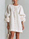 Candida | Vestito Mini con Bottoni e Maniche