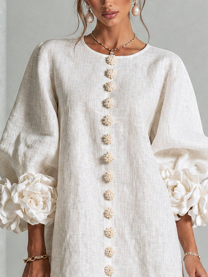 Candida | Vestito Mini con Bottoni e Maniche