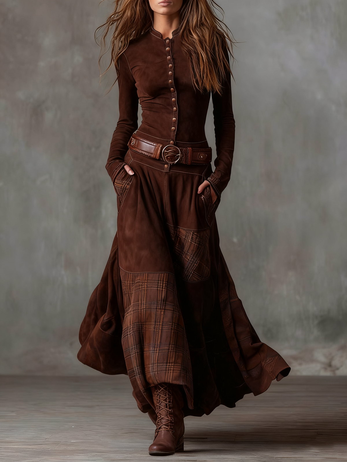 Élise | Abito Maxi in Suedine con Cintura