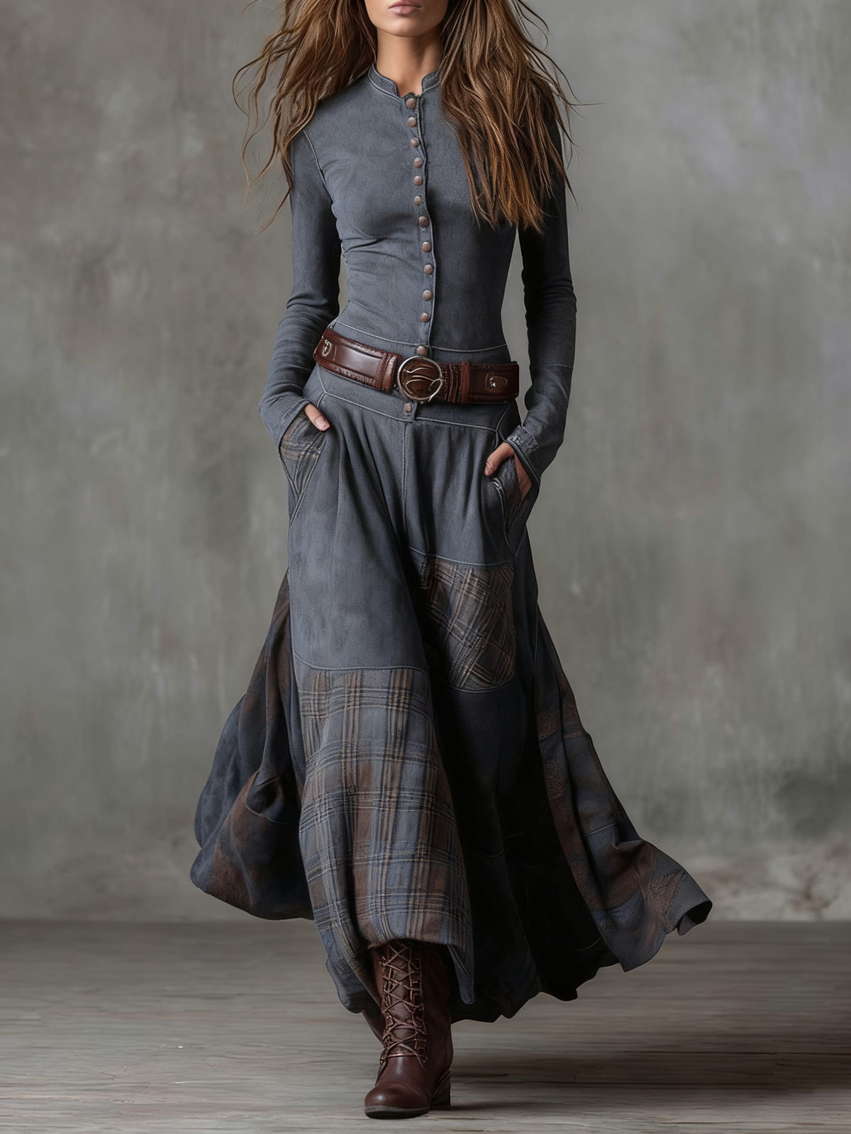 Élise | Abito Maxi in Suedine con Cintura