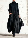Ilaria | Abito Maxi Oversize a Collo Alto con Tasche