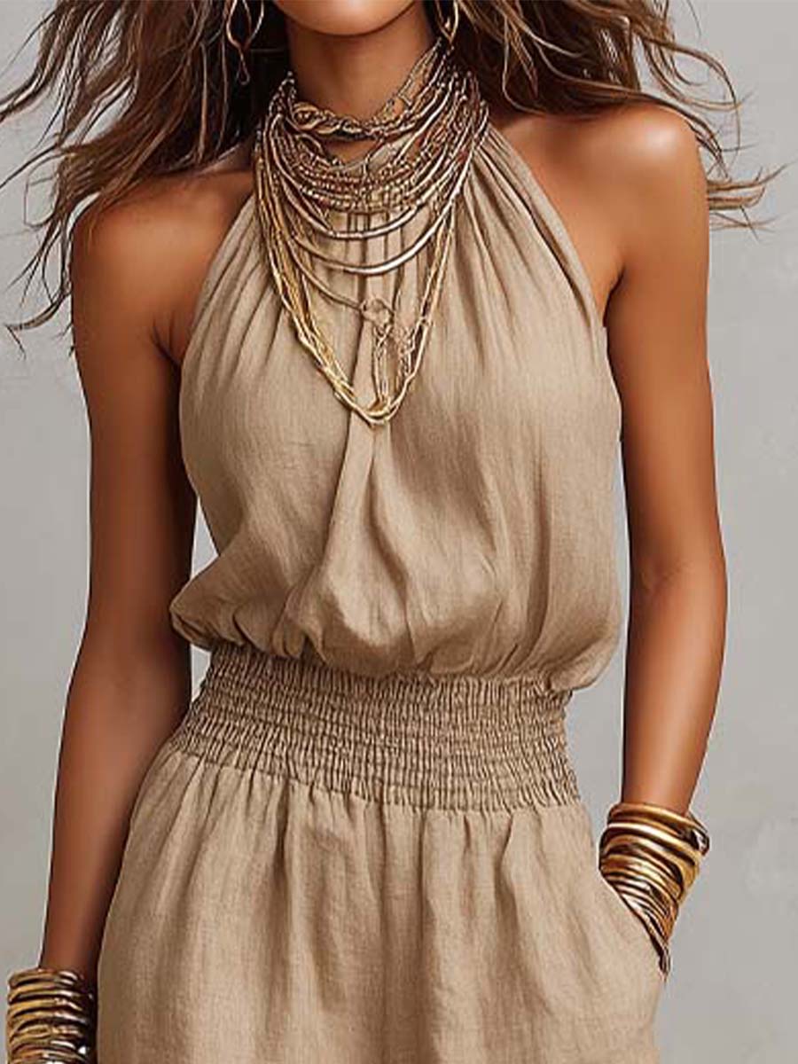 VALERIA | Tuta con Scollatura Halter e Gamba Lunga