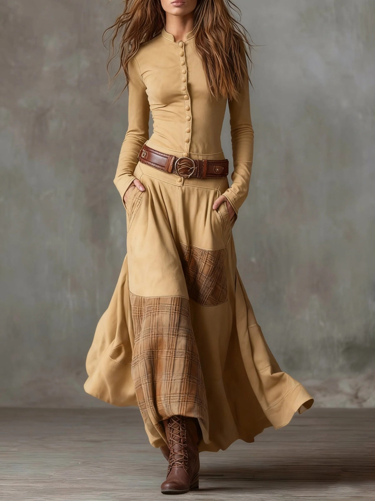 Élise | Abito Maxi in Suedine con Cintura