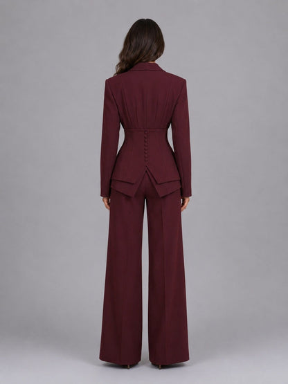 Anselma | Completo Due Pezzi con Blazer a Vita Segnata e Pantaloni a Palazzo