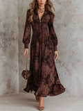 Cleofe | Abito a Vita Alta con Zip e Stampa Paisley, Marrone