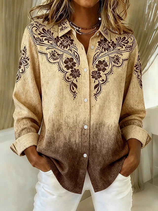 Tucson™ | Blusa Bottonata Floreale Vintage Western