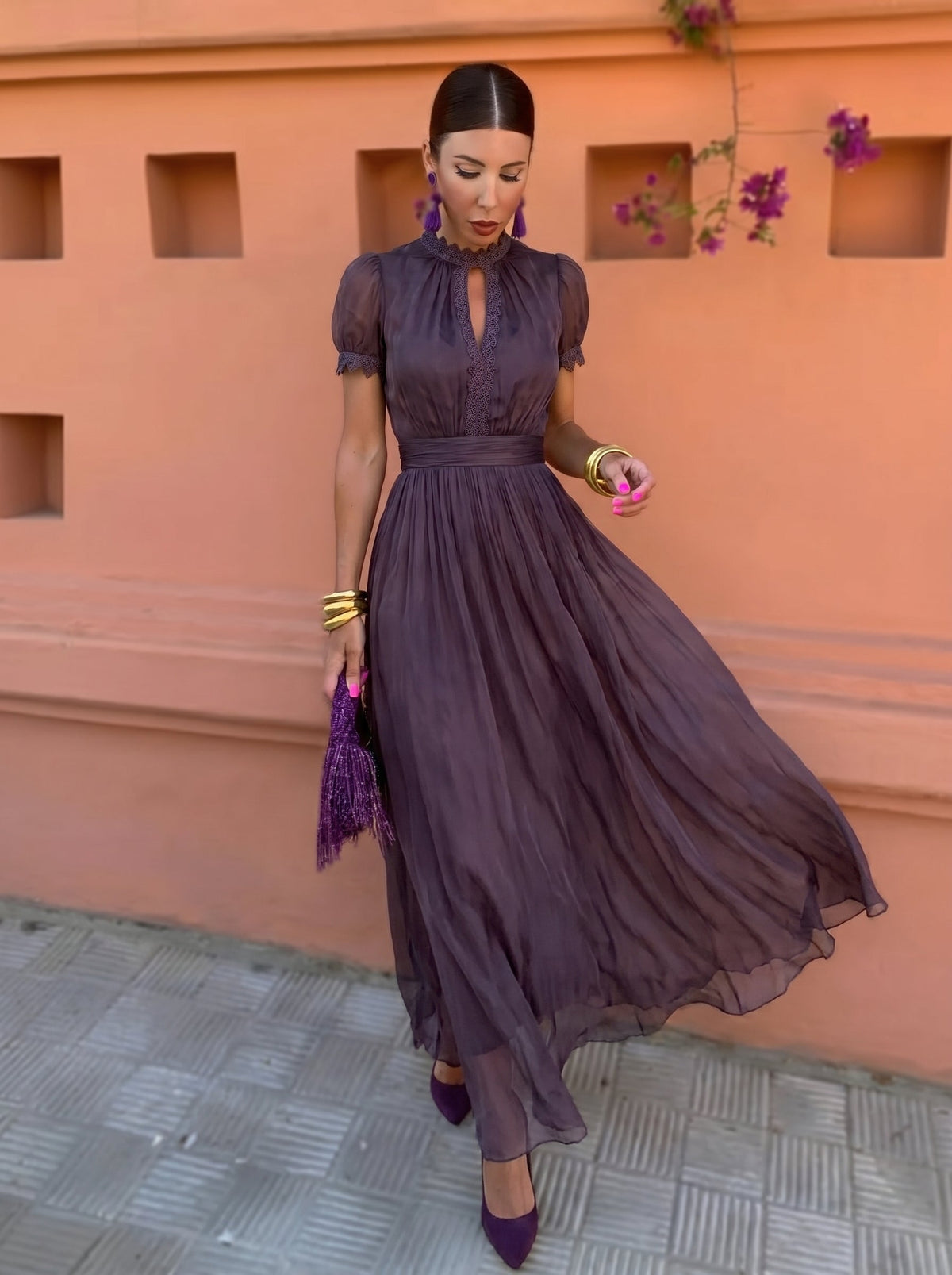 Cayetana™ | Abito lungo in chiffon