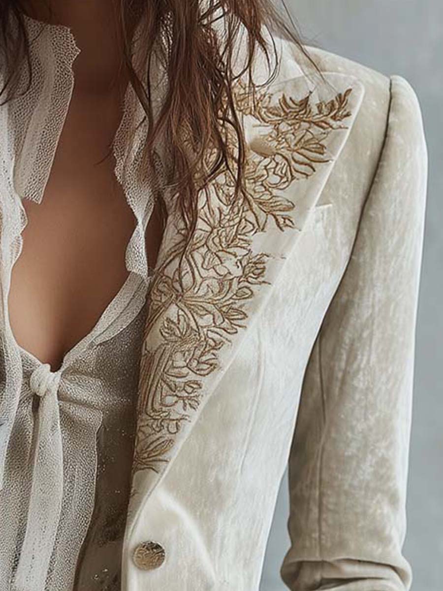Constance | Blazer Ivoire Ricamato Tailleur